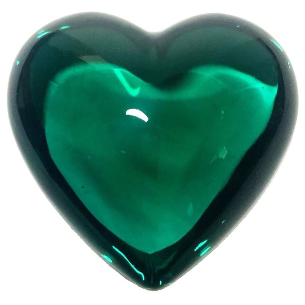 Emerald Green Glass Heart Paperweight